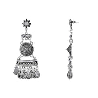 Etnico Silver Oxidised Afghani Choker Necklace & Earrings Set For Women (MC192OX)