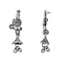 Etnico Silver Oxidised Peacock Design Ghungroo Long Necklace & Earrings Set (MC200OX)