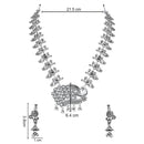 Etnico Silver Oxidised Peacock Design Ghungroo Long Necklace & Earrings Set (MC200OX)