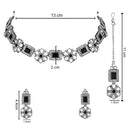 Etnico Silver Oxidised Floral Mirror Work Choker Necklace & Earrings Set For Women (MC201ZB)