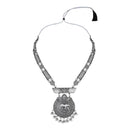 Etnico Silver Oxidised Long Necklace & Earrings Set For Women (MC203OX)