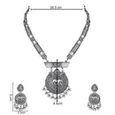 Etnico Silver Oxidised Long Necklace & Earrings Set For Women (MC203OX)