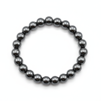 Etnico Hematite Stretchable Bead Bracelet with Polished Spherical Stones for Energy, Balance & Everyday Style (MJB003B)