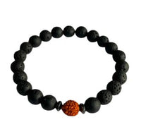 Etnico Rudraksha & Lava Stone Spiritual Bracelet for Men & Women | Inspired by Protection, Grounding & Mindful Living | Stretch Fit Daily Wear Bracelet (MJB005B)