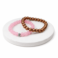 Etnico Bracelet Set for Women | Pink Beaded Bracelet with Buddha Charm and Brown Beaded Stretch Bracelet | Spiritual Style Bracelet Set for Balance, Harmony & Positive Energy | Gift for Women (MJB006-CO)