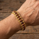 Etnico Gold Plated Rudraksha Bracelet for Men Women | Unisex Spiritual Link Kada | Rudraksha Beads Accessory for Balance, Harmony & Positive Energy | Meditation Yoga Wear | Gift for Men Women (MJB010FL)