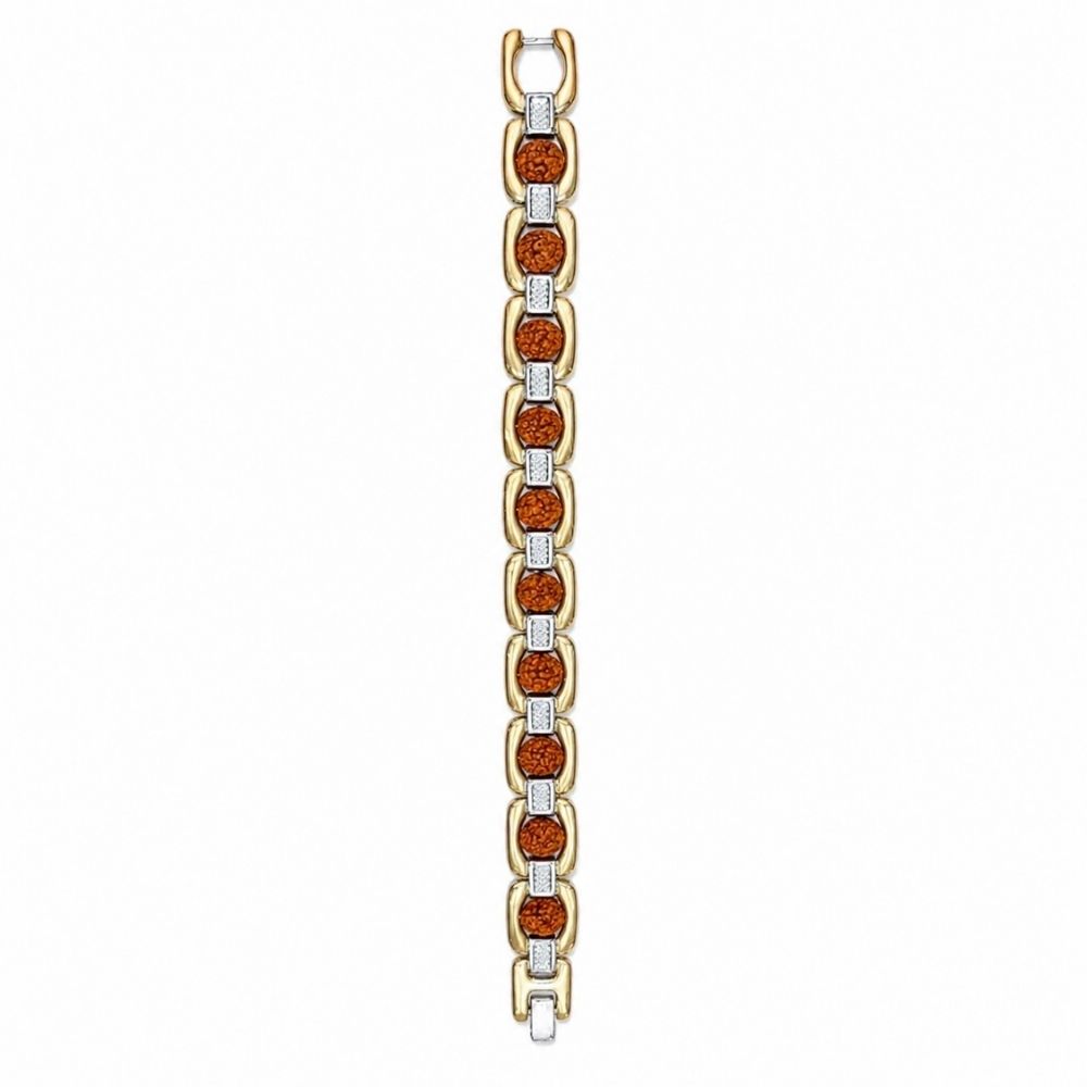 Etnico Gold Silver Plated Rudraksha Bracelet for Men Women | Unisex Spiritual Link Kada | Traditional Beads Accessory for Grounding, Balance & Positive Energy | Meditation Yoga Wear | Gift for Men Women (MJB014ZFL)