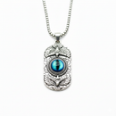 Etnico Silver Plated Pendant Necklace with Blue Cabochon & Bird Motif Detailing (MJN002S)