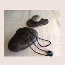 Etnico Silver?Tone Circular Ring Pendant Necklace with Textured Striped Design & Beaded Chain (MJN003B)