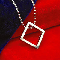Etnico Silver?Tone Square Pendant Necklace with Minimalist Design (MJN005S)