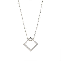 Etnico Silver?Tone Square Pendant Necklace with Minimalist Design (MJN005S)