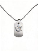 Etnico Silver?Tone Om Symbol Pendant Necklace with Beaded Chain (MJN007S)