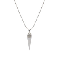 Etnico Silver?Tone Triangular Pendant Necklace with Engraved Line Detailing & Ball Chain (MJN012S)