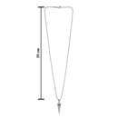 Etnico Silver?Tone Triangular Pendant Necklace with Engraved Line Detailing & Ball Chain (MJN012S)