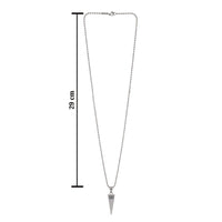 Etnico Silver?Tone Triangular Pendant Necklace with Engraved Line Detailing & Ball Chain (MJN012S)