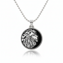 Etnico Silver?Tone Lion Head Pendant Necklace with Embossed Detailing & Ball Chain (MJN013S)