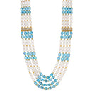 Mahi 4 Layers Blue and White Artificial Beads Base Groom / Dulha Mala Moti Haar Necklace for Men (ML1108106GBlu)