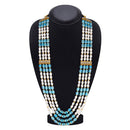 Mahi 4 Layers Blue and White Artificial Beads Base Groom / Dulha Mala Moti Haar Necklace for Men (ML1108106GBlu)