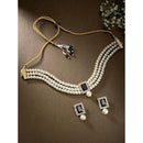 Etnico Gold Plated Pearl Choker Necklace & Earrings Set For Women (ML237B)