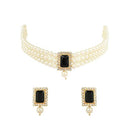 Etnico Gold Plated Pearl Choker Necklace & Earrings Set For Women (ML237B)
