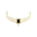 Etnico Gold Plated Pearl Choker Necklace & Earrings Set For Women (ML237B)