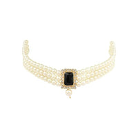 Etnico Gold Plated Pearl Choker Necklace & Earrings Set For Women (ML237B)