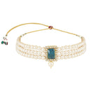 Etnico Gold Plated Pearl Choker Necklace & Earrings Set For Women (ML237RMG)