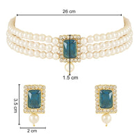 Etnico Gold Plated Pearl Choker Necklace & Earrings Set For Women (ML237RMG)