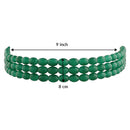 Etnico Gold Plated Emerald Pearl Choker Necklace For Women (ML251G)
