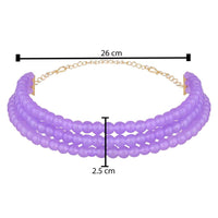 Etnico Gold Plated Multistrand Pearl Choker Necklace For Women (ML251Pu)