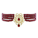 Etnico Gold Plated Kundan & Pearl Choker Necklace & Earrings Set For Women (ML263M)