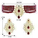 Etnico Gold Plated Kundan & Pearl Choker Necklace & Earrings Set For Women (ML263M)
