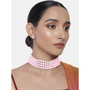 Etnico Gold Plated Multistrand Pearl Choker Necklace & Stud Earrings Set For women (ML286Pi)