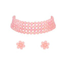 Etnico Gold Plated Multistrand Pearl Choker Necklace & Stud Earrings Set For women (ML286Pi)