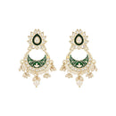 Etnico Gold Plated Meenakari Kundan & Pearl Drop Long Necklace & Earrings Set For Women (ML297G)