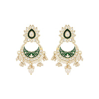 Etnico Gold Plated Meenakari Kundan & Pearl Drop Long Necklace & Earrings Set For Women (ML297G)