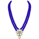Etnico Gold Plated Traditional Kundan & Pearl Studded Necklace Jewellery Set For Women (ML311) (Blue)
