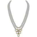 Etnico Gold Plated Traditional Kundan & Pearl Studded Necklace Jewellery Set For Women (ML311) (Grey)