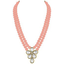 Etnico Gold Plated Traditional Kundan & Pearl Studded Necklace Jewellery Set For Women (ML311) (Peach)
