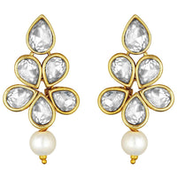 Etnico Gold Plated Traditional Kundan & Pearl Studded Necklace Jewellery Set For Women (ML311W)