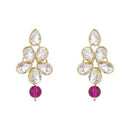 Etnico Gold Plated Traditional Kundan & Pearl Studded Necklace Jewellery Set For Women (ML311) (Wine)