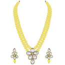 Etnico Gold Plated Traditional Kundan & Pearl Studded Necklace Jewellery Set For Women (ML311) (Yellow)