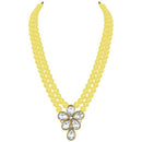 Etnico Gold Plated Traditional Kundan & Pearl Studded Necklace Jewellery Set For Women (ML311) (Yellow)