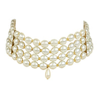 Etnico Gold Plated Traditional Pearl Beaded Stylish Moti Choker Necklace Jewellery Set with Earrings for women (ML314W)