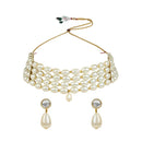 Etnico Gold Plated Traditional Pearl Beaded Stylish Moti Choker Necklace Jewellery Set with Earrings for women (ML314W)