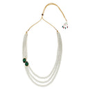 Etnico Gold Plated Traditional Stone Studded Pearl Long Necklace Jewellery Set For Women/Girls (ML315G)