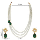 Etnico Gold Plated Traditional Stone Studded Pearl Long Necklace Jewellery Set For Women/Girls (ML315G)