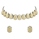 Etnico Glamorous Fashionable Eye-Catching Cream Beaded Choker and Earrings Set For Women/Girls (ML318Cr)