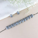 Etnico Glamorous Fashionable Eye-Catching Grey Beaded Choker and Earrings Set For Women/Girls (ML318Gr)