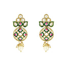 Etnico Gold Plated Traditional Pearl Kundan Studded Meenakari Choker Necklace With Earring Set For Women/Girls (ML319G)